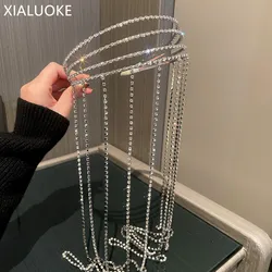 XIALUOKE Fashion Tassel Multilayer Hair Hoop For Women Contracted Elegant Luxury Crystal Headband Hairpin Bride Party Jewelry