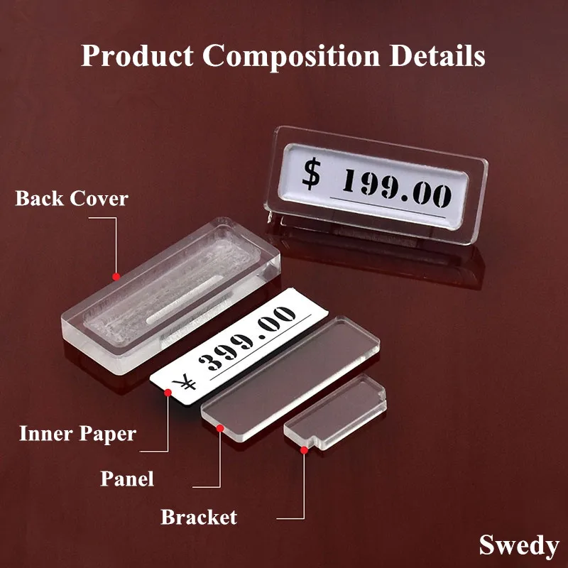 10 Pieces 50x20mm Counter Top Mini Acrylic Sign Holder Display Stand Price Card Tag Name Label Paper Holder Display Case