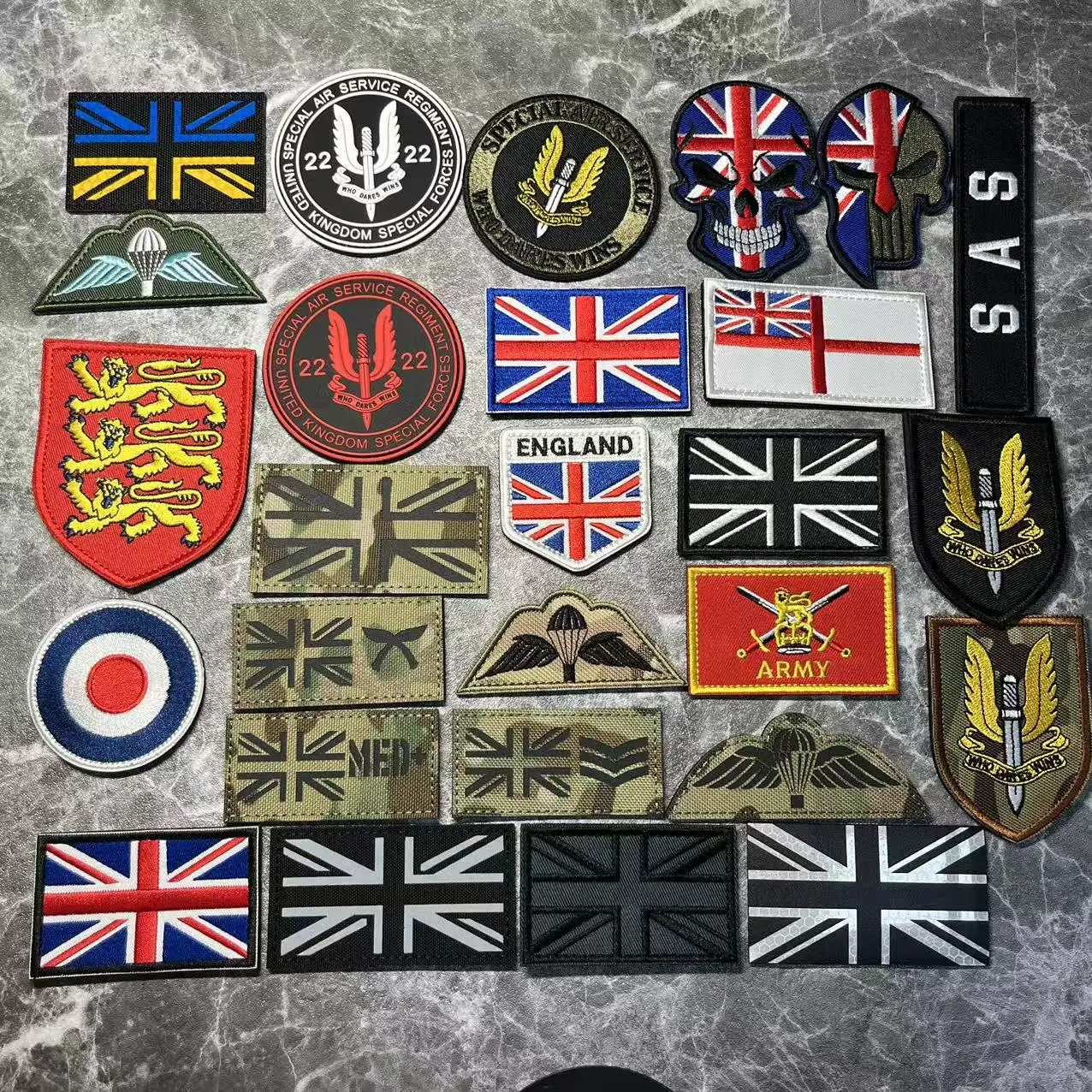 UK Special Air Service Regiment SAS Flag Embroidered Patches GBR Great Britain Flags Patches Embroidery Badges TacticalStickers