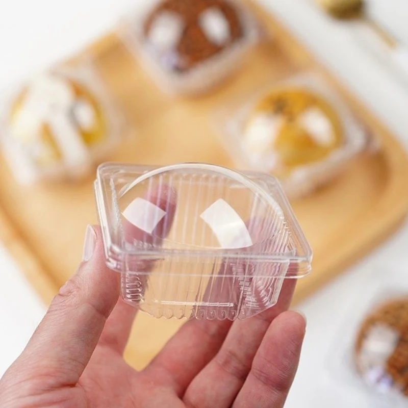 

50pcs Square Round Plastic Clear Packaging Cake Board Disposable Dessert Birthday Tools Moon Cake Gift Small Baking With Lid Box