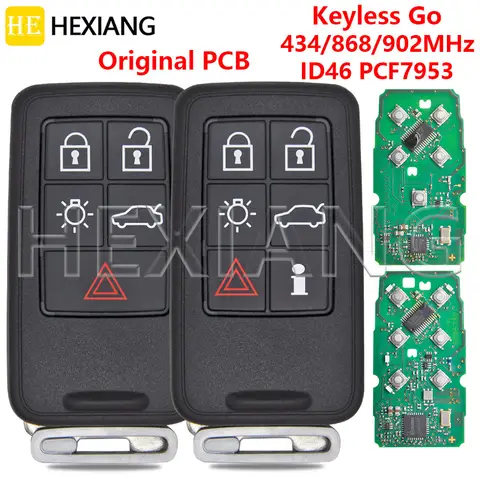 HE KR55WK49266 오리지널 PCB ID46 PCF7953 434/868/902MHz 키리스 고 자동차 원격 키, 볼보 S60 XC60 XC70 V40 V60 V70 S80 용