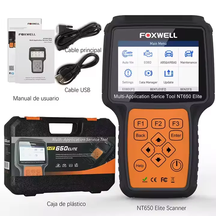 Professional FOXWELL NT650 Elite OBD2 Diagnostic Tool Engine Code Reader 26 Reset Function OBD 2 Scanner A/F Reset From Foxwell