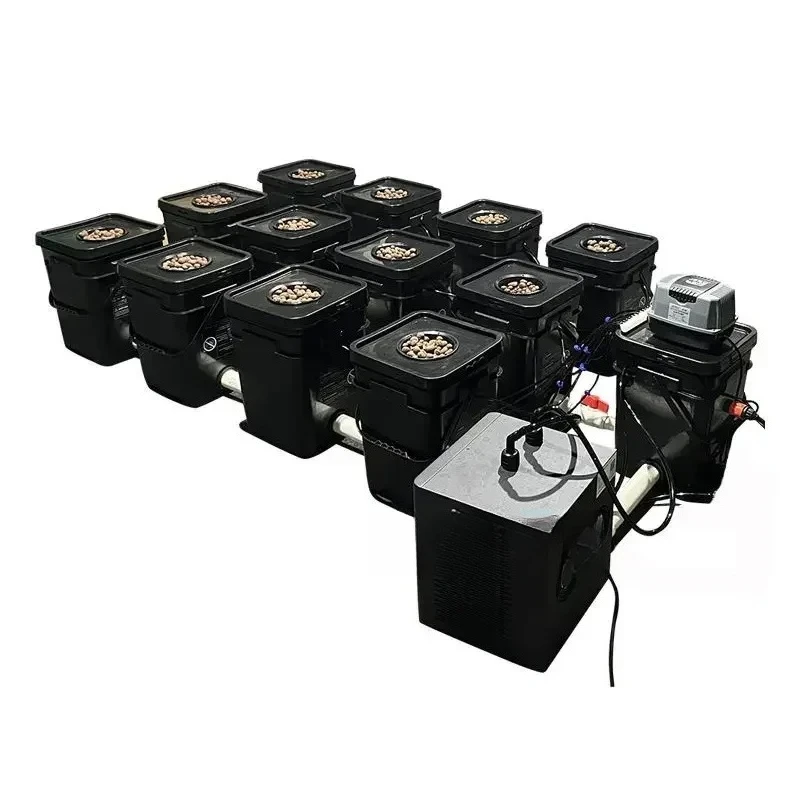 

Recirculating bucket hydroponics system 12 grow pot indoor hydroponic with water chiller