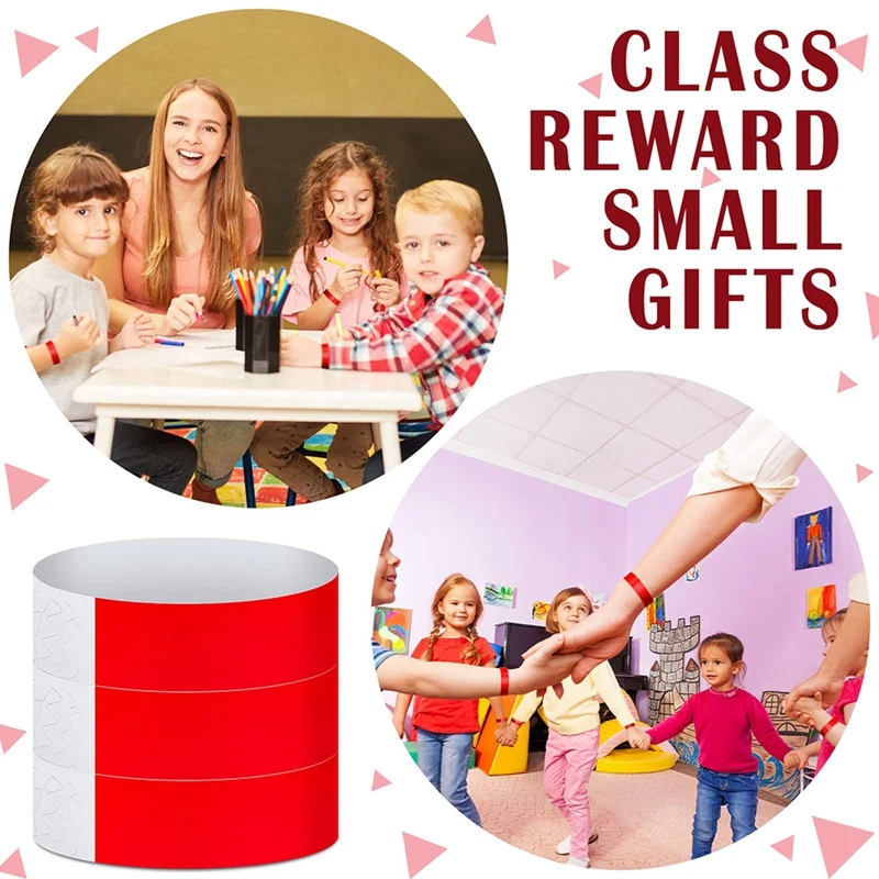 600Pcs Waterproof Hand Bands Neon Wristband For Events Concert Adhesive For Party Red