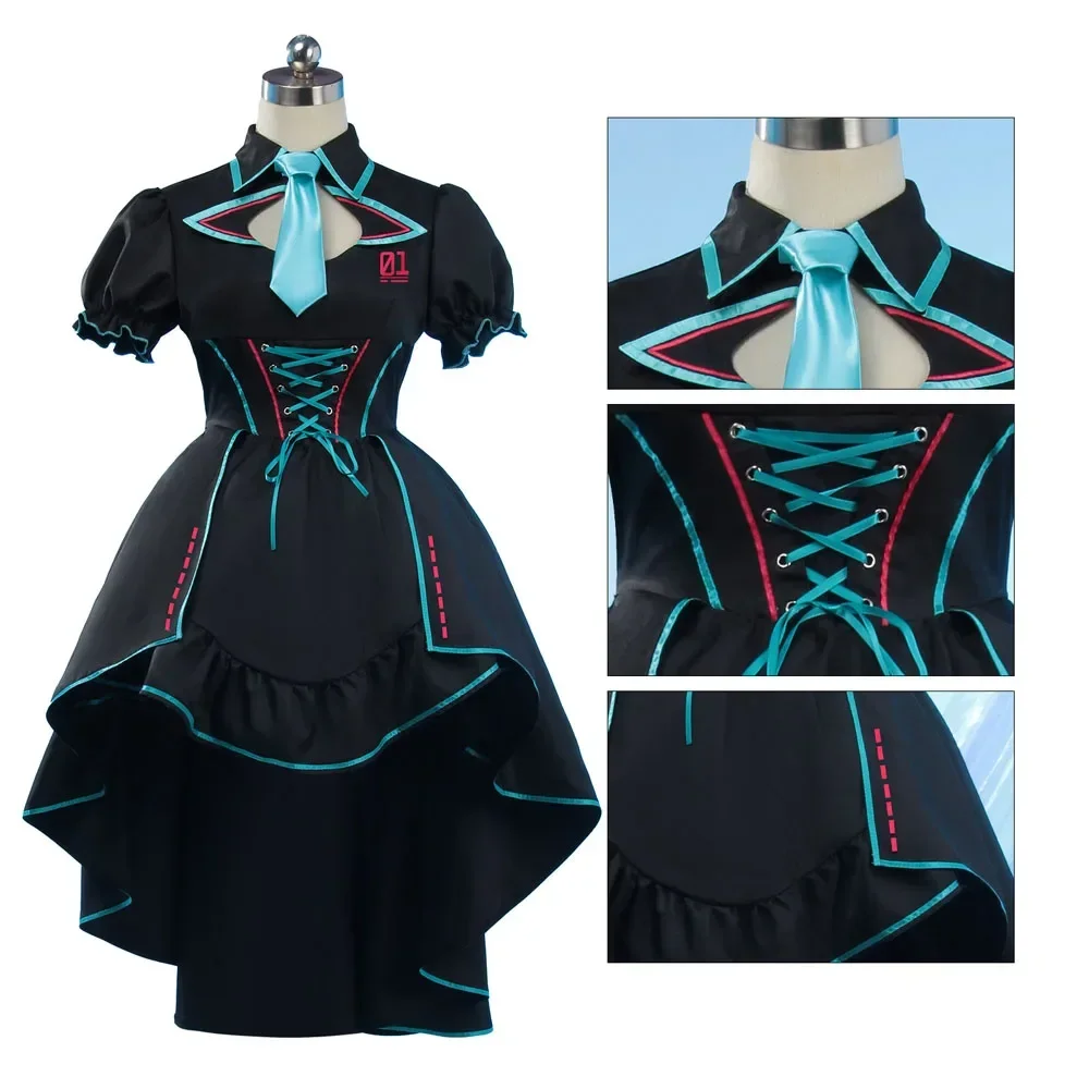 Miku Moonlight Knight Dark Waist Cinching JK Princess Dress Project Sekai Colorful Stage Cosplay Costume Halloween Party Suit