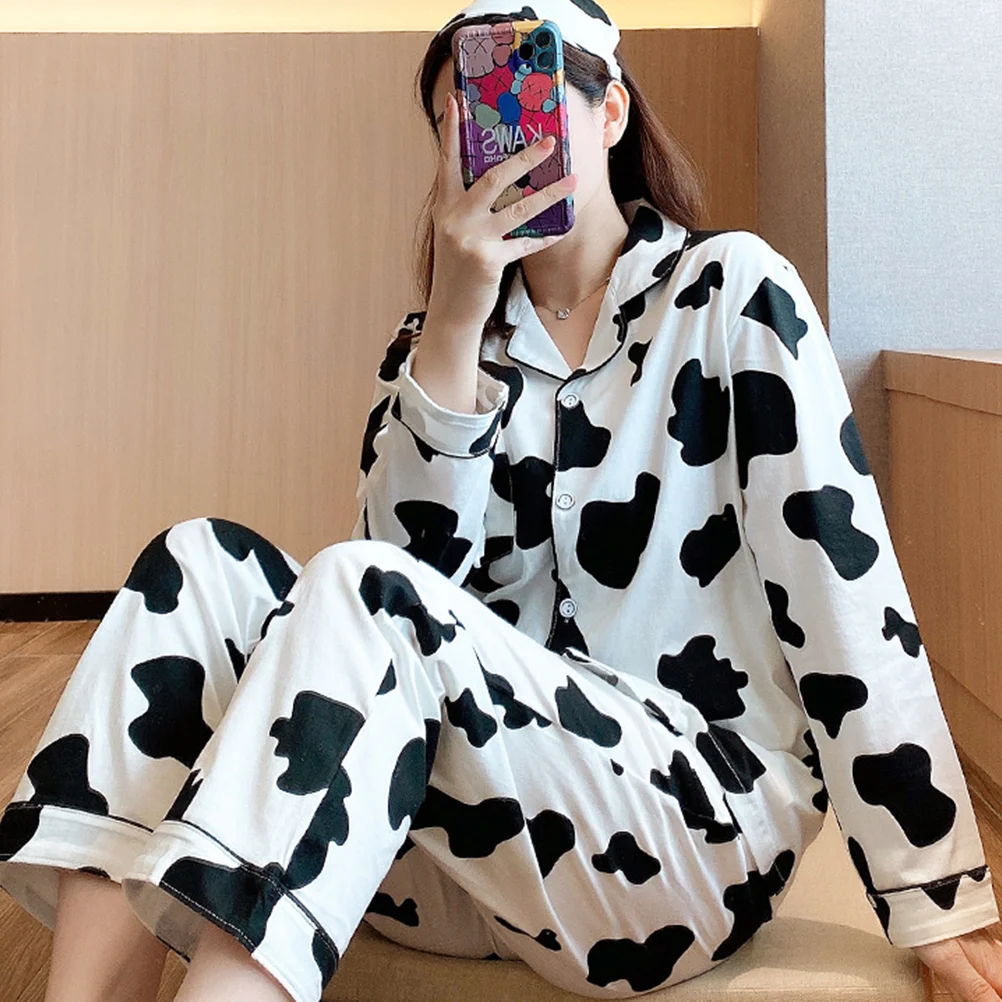 Adults Animal Pajamas Women\'s Cow Womens Nightgowns Cotton Woman Long Sleeve Sleepwear