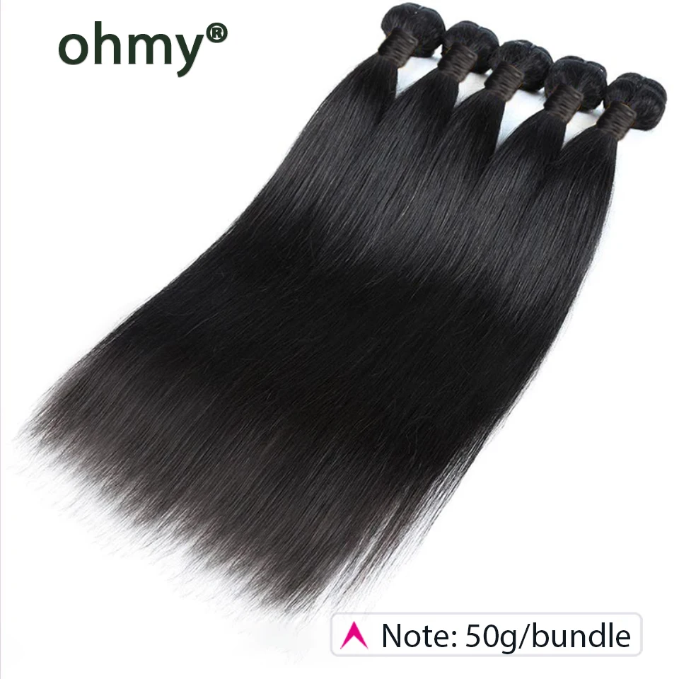 Ohmy-Straight Transparente Lace Encerramento Pacotes de Cabelo Humano, Parte Média, Cru e Completo, Kim K 2x6, 50g, 4, 5, 6