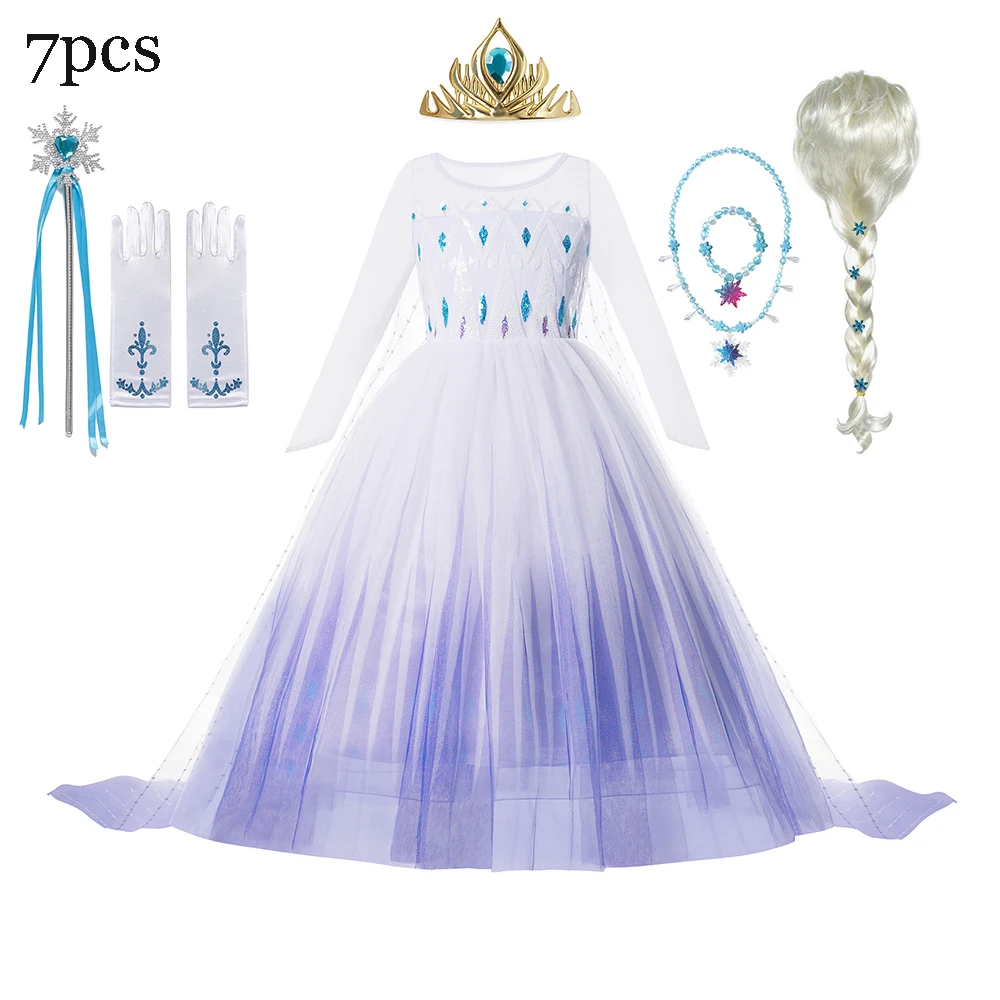 Disney Frozen Costume Princess Dress For Kids Girl Elsa Anna Cosplay Children Clothing Carnival Party Encanto Mirabel Peach 3-8Y