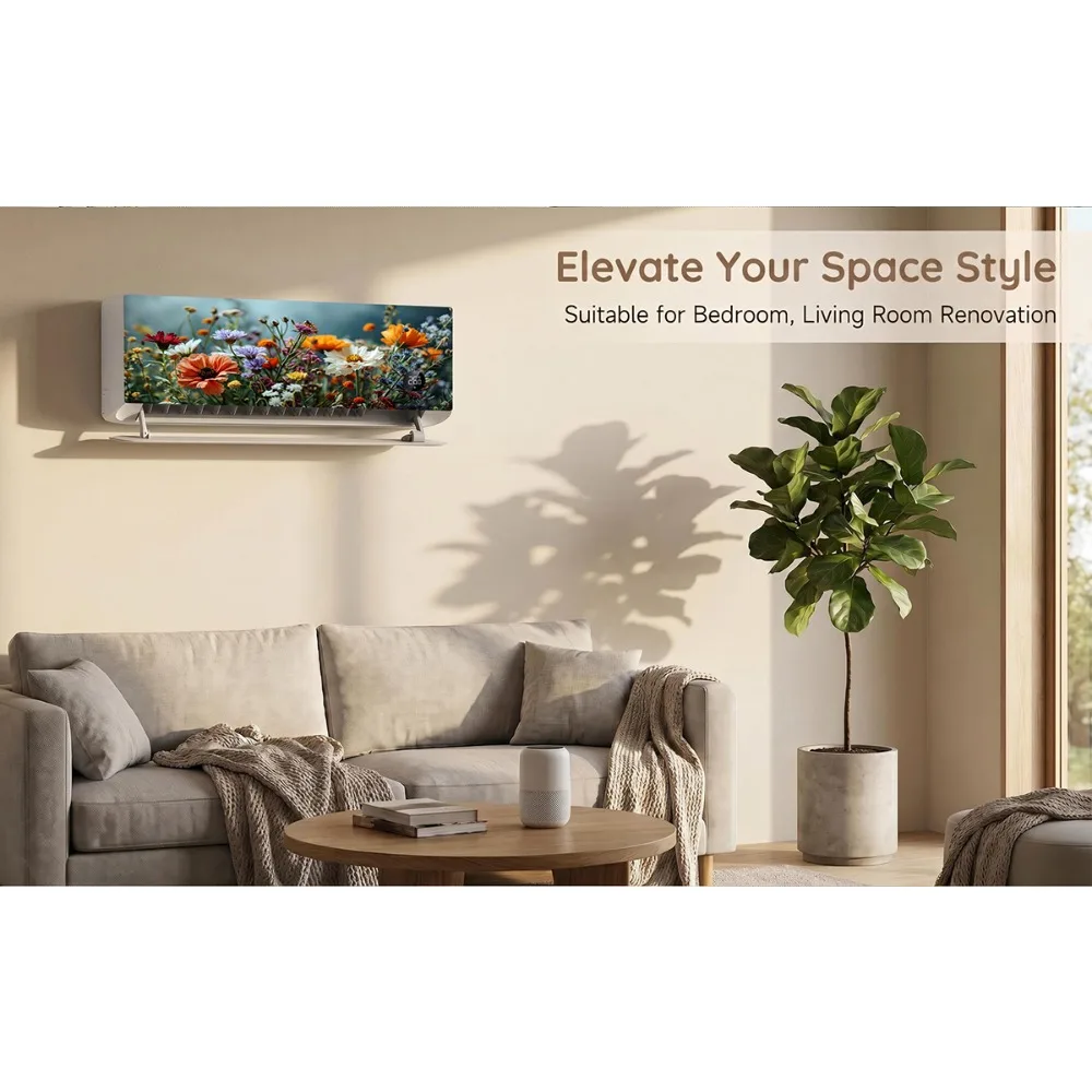 Realistic Floral Air Conditioner Decal Self‑Adhesive PVC AC Panel Sticker Nature Flower Refresh Scratched Old Air Conditioner