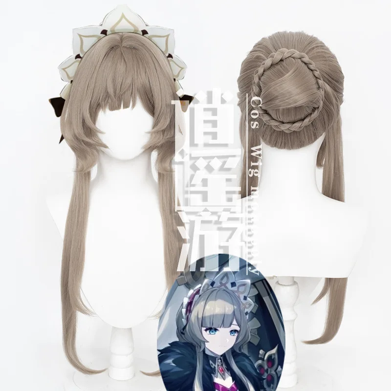 

Marionette Sandrone Cosplay Wig Game Genshin Impact 70CM Grey Double Ponytail Heat Resistant Synthetic Hair Cosplay Wigs+Wig Cap