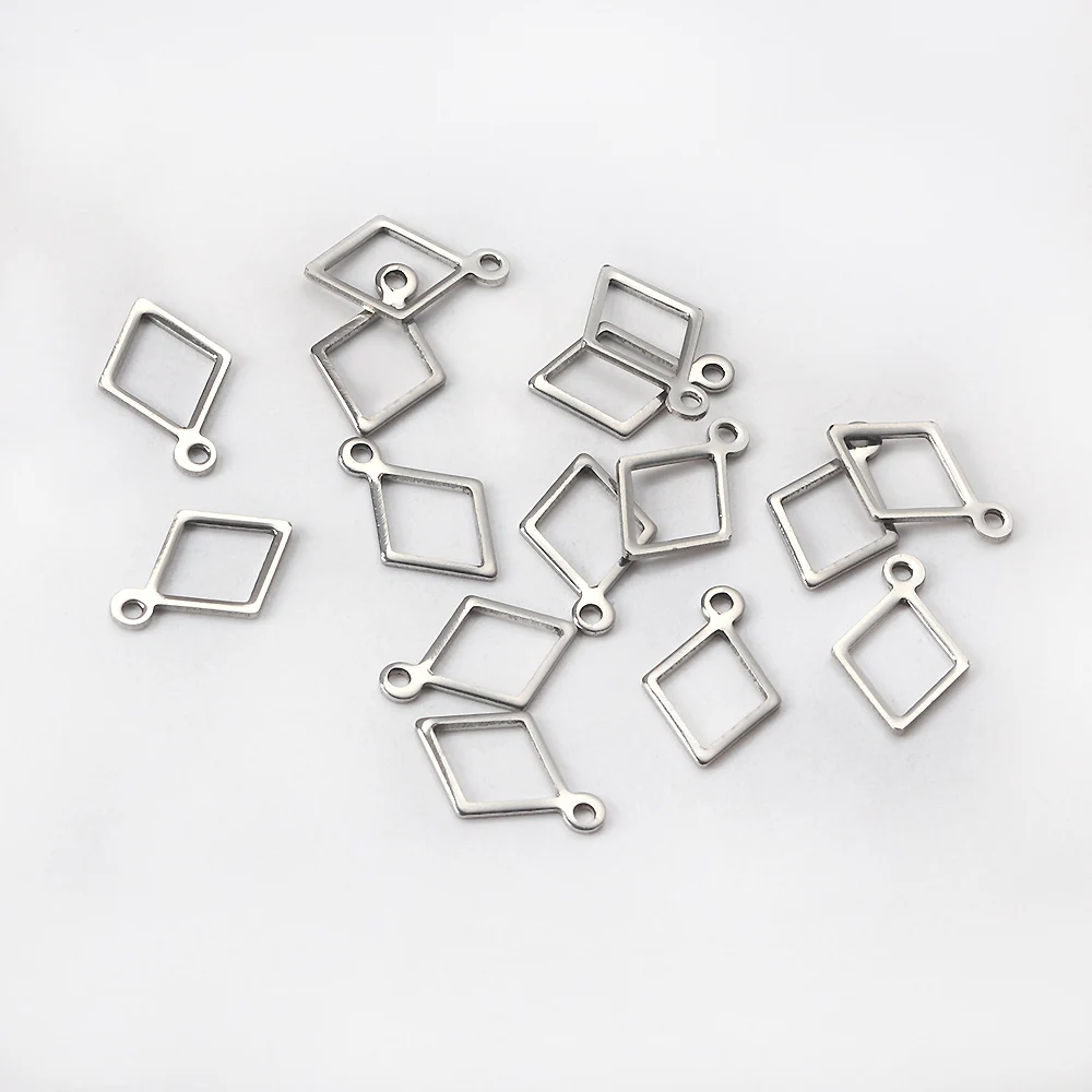 ASON 100Pcs Stainless Steel Cross Triangle Charm For Diy Necklaces Bracelet Geometry Pendant Making Jewelry Accessories Supplies