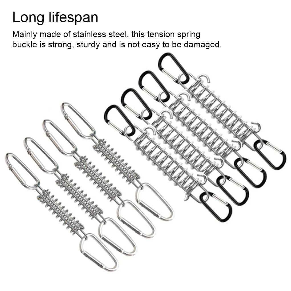 4 sztuki przenośny namiot ze stali nierdzewnej sprężyna naciągowa klamra baldachim markiza napinacz liny sprzęt zewnętrzny srebra
