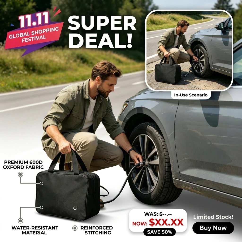 Tool Bag Power Tool Handbag Car Air Pump Travel Oxford Cloth Suitcase Electrician Hardware Portable Thickening Repair Bag
