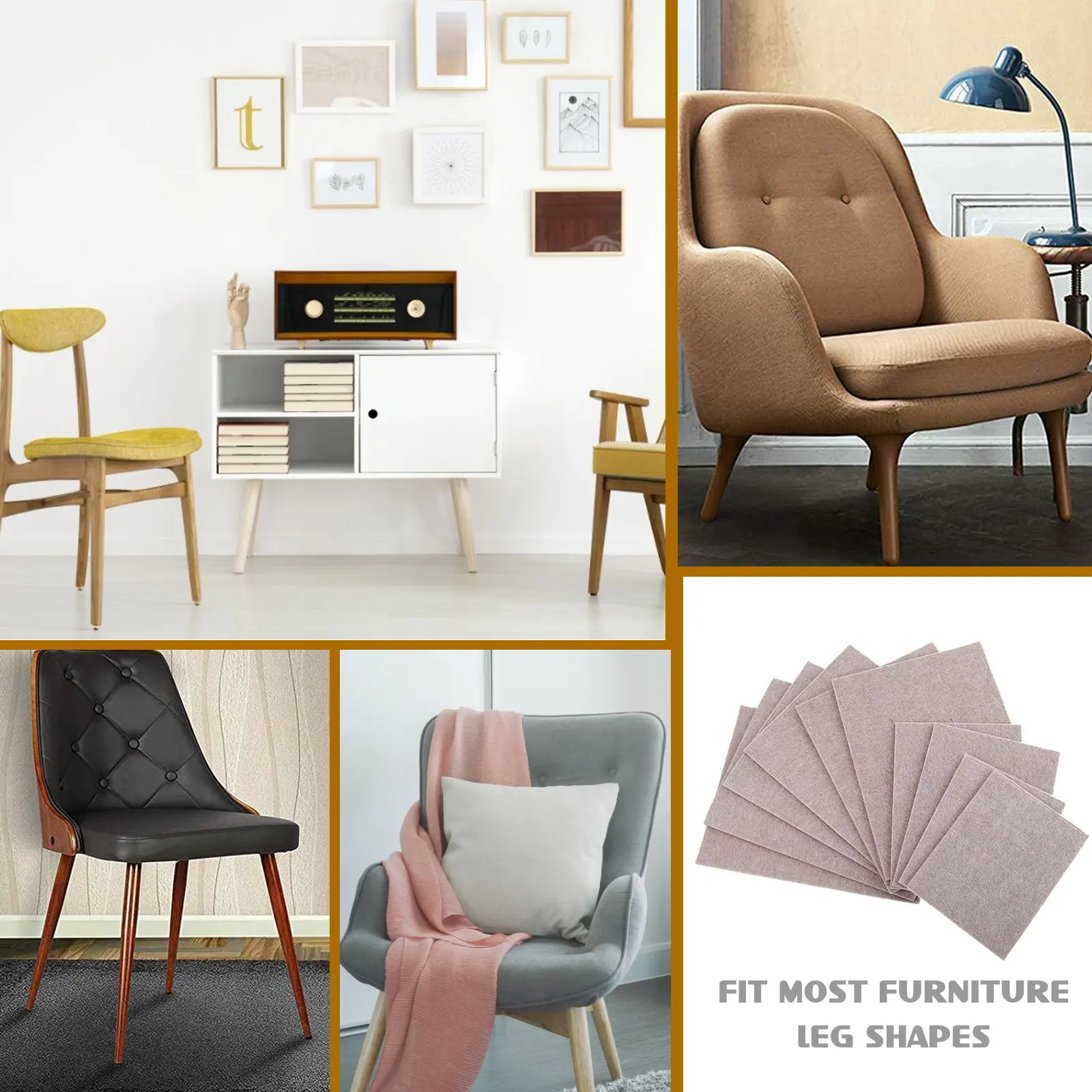 98Pcs Furniture Floor Protection Pads Cuttable Self-Adhesive Felt Pads for Hardwood Laminate Tile Floors Chair Table Sofa Legs
