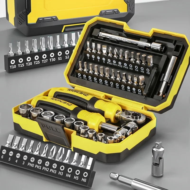 

39pcs, A Multifunctional Tool Set for Automotive Repair, Including a Torque Wrench, Various Screwdriver Bits,And a Socket Wrench