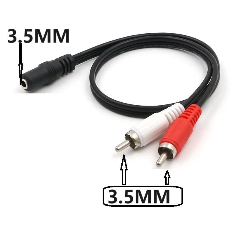 0.3M Audio Cable 3.5MM Female Connector Jack Stereo Cable Y Plug To 2 RCA Male Adapter 3.5 Audio Aux Socket Headphone Music Wire