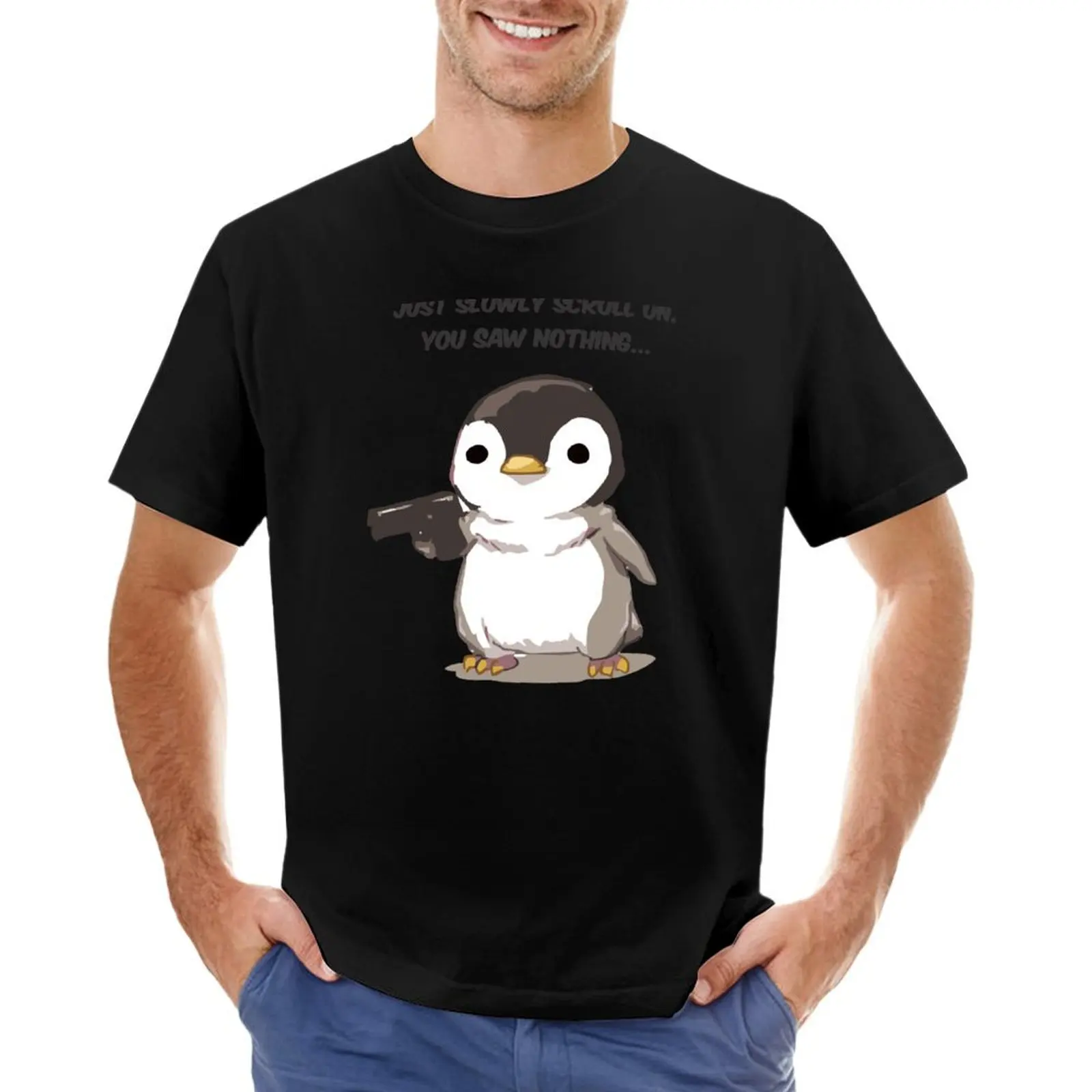 Penguin Gun T-shirt customs design your own graphics Aesthetic clothing quick drying mens clothes