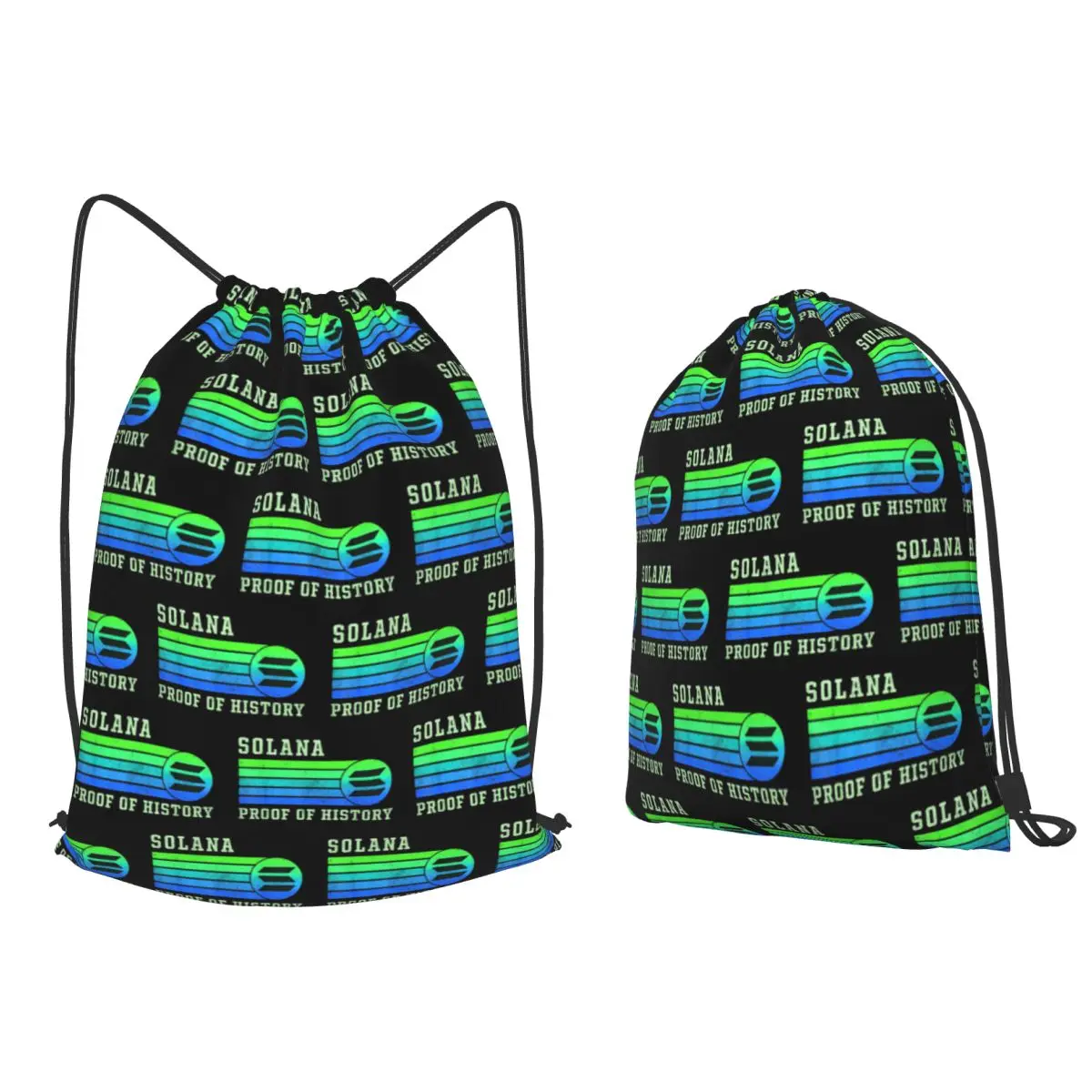 

Solana SOL Coin To The Moon Backpacks Portable Drawstring Bundle Pocket Sports Bag Book Bags for Man Woman School