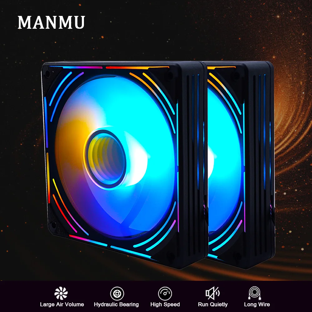 

MANMU Pc Fan Computer Rgb Fans 120mm Rgb Cooling Fan Cpu Cooler Pc Gaming 4pin Ventilator