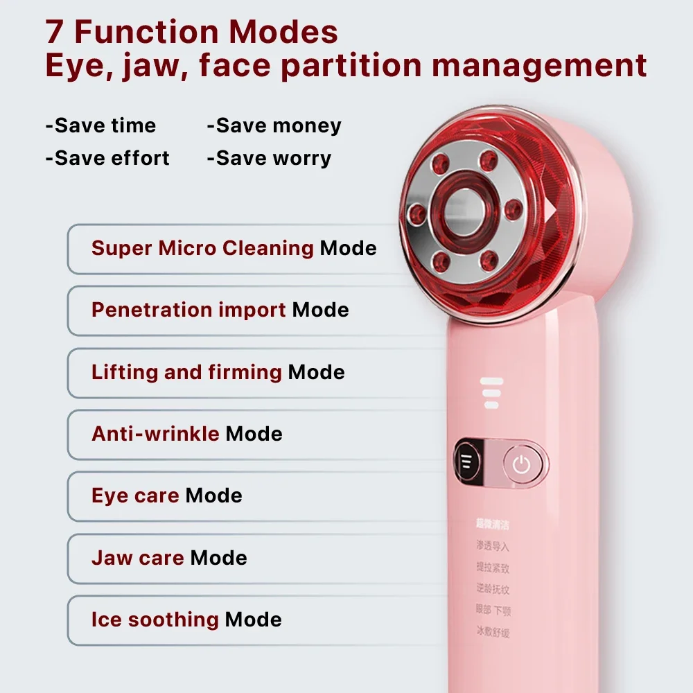 ultrasonic LED skin light infrared 4d micro-current vibration roller facial massager hot and cold face beauty equipment eye neck