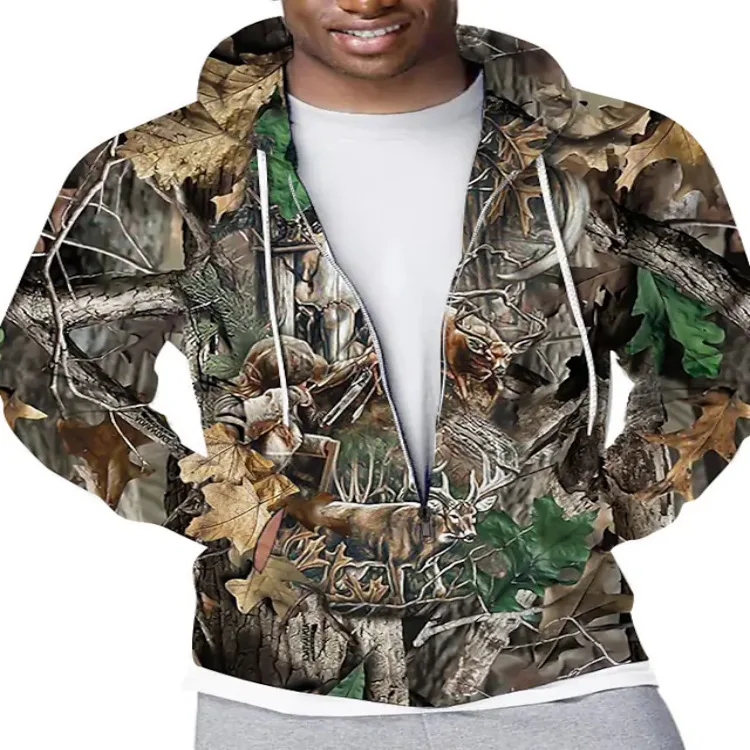Sudaderas con capucha con estampado 3d de camuflaje para jungla, sudaderas con cremallera para hombres y mujeres, Sudadera con capucha de gran