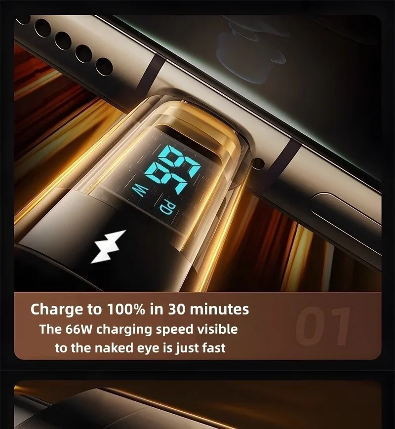 كابل USB من النوع C بقدرة 100 وات، كابل شحن سريع مع شاشة عرض LED، كابل بيانات USB إلى C لأجهزة Xiaomi وSamsung MacBook iPad