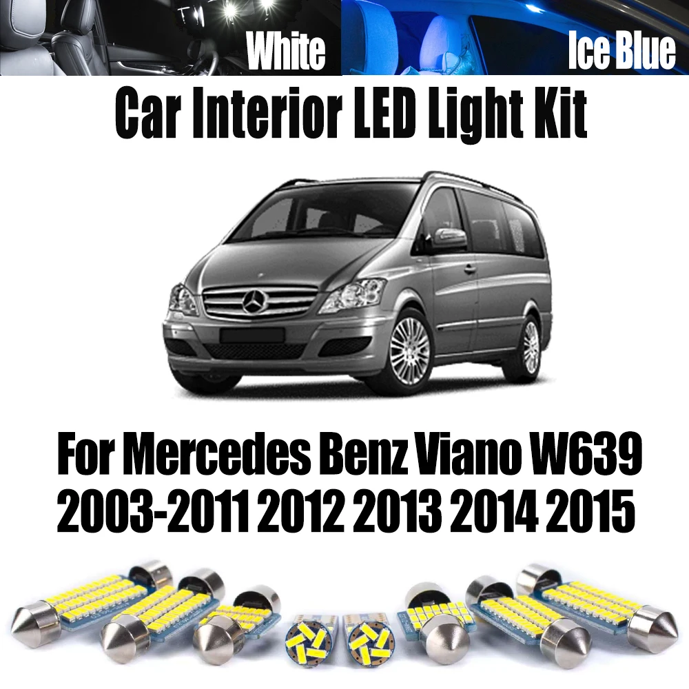 

Canbus светодиодный внутренний светильник с картой купола, комплект зеркала для багажника, лампа для Mercedes Benz Viano W639 2003-2013 2014 2015, автомобильные аксессуары