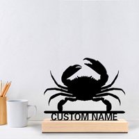 1pc Fun personalized custom Crab Metal statues Metal Art with Wooden Base  suitable for offices, bedrooms, anniversaries, and Me