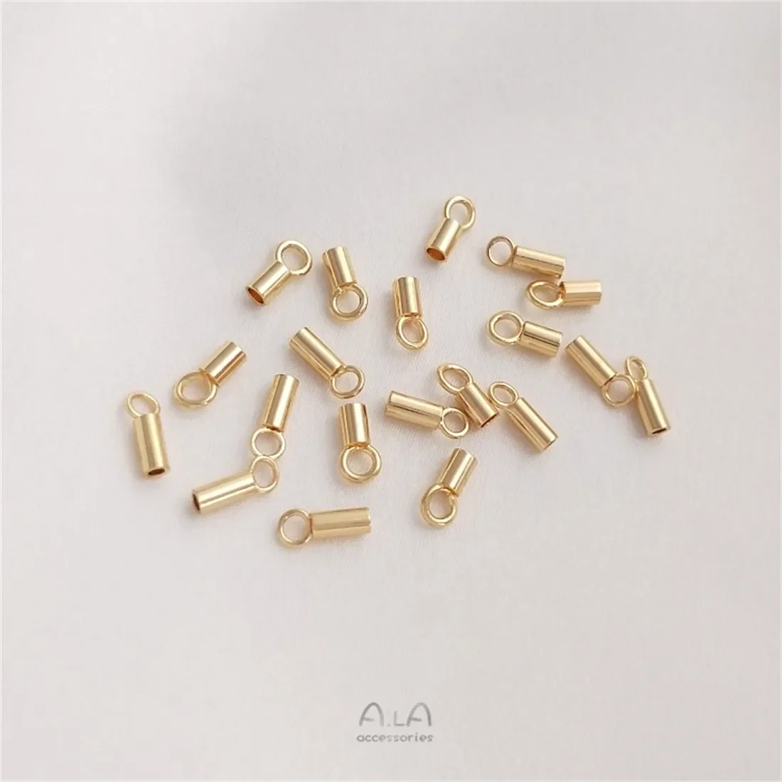 14K Wrapped Gold Chain Leather Rope Joint Sleeve Closing Buckle Positioning Tube Diy Manual Connection Accessories Material C043