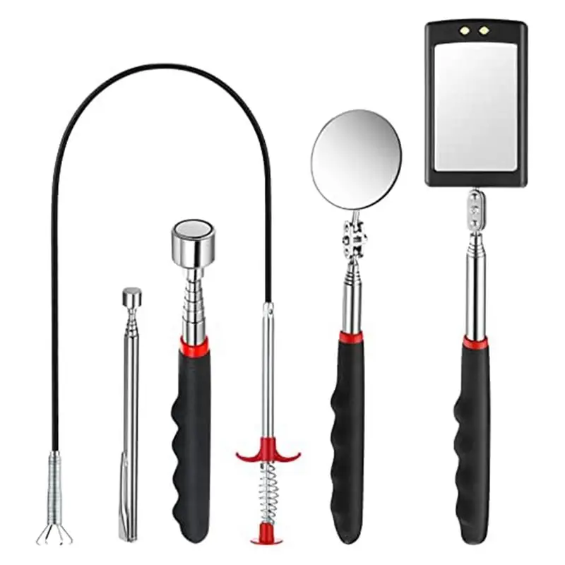 [B17B!】 5Pcs Telescoping Magnet Pick Up Tool Set Extendable Claw Tool Bendable Spring Telescoping For Home Sink Drains Kitchen