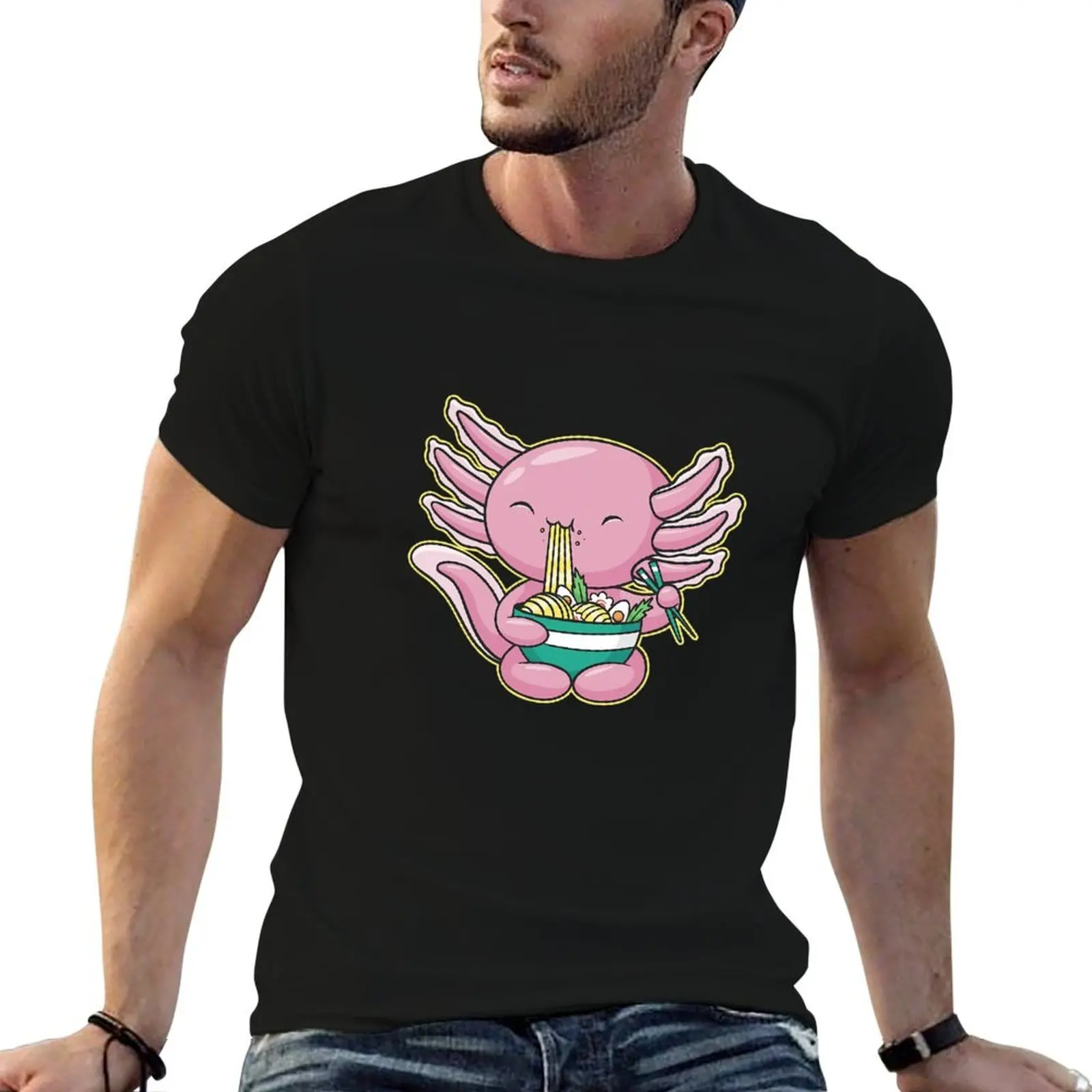 

Axolotl Axolotl Eating Ramen T-Shirt man t shirt graphic essential t shirt T-Shirt