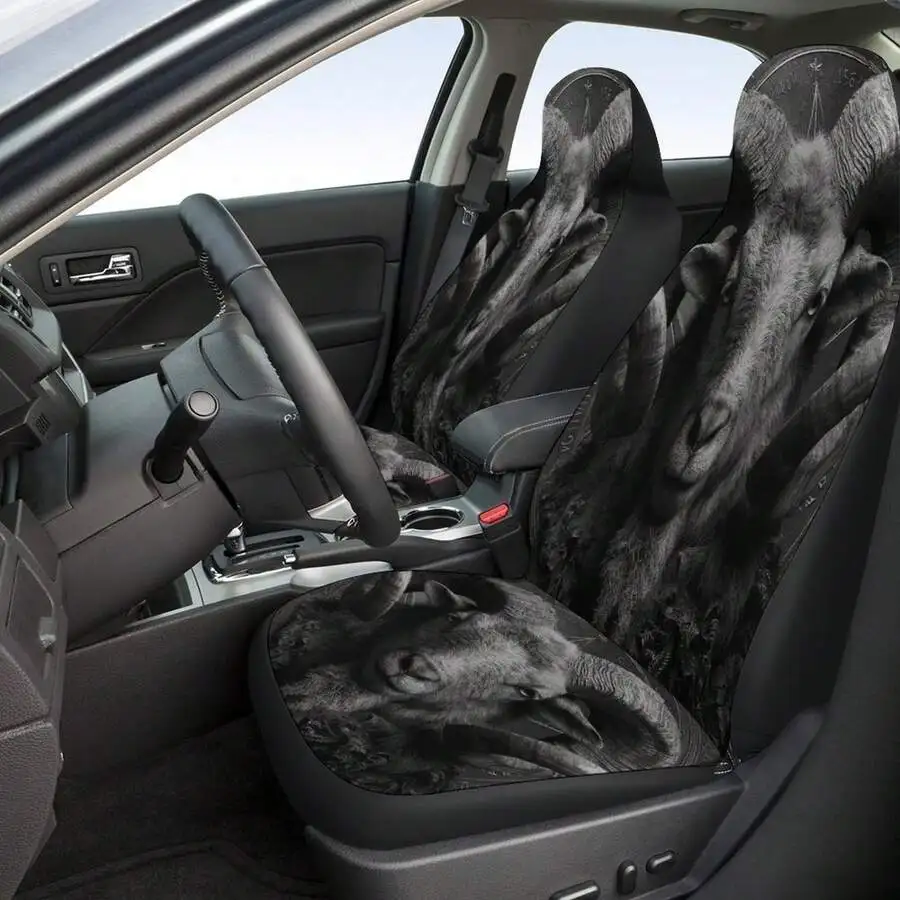 

Dark Goat Ram Car Seat Covers Universal Wildlife Print Seat Protectors For Cars SUVs Trucks