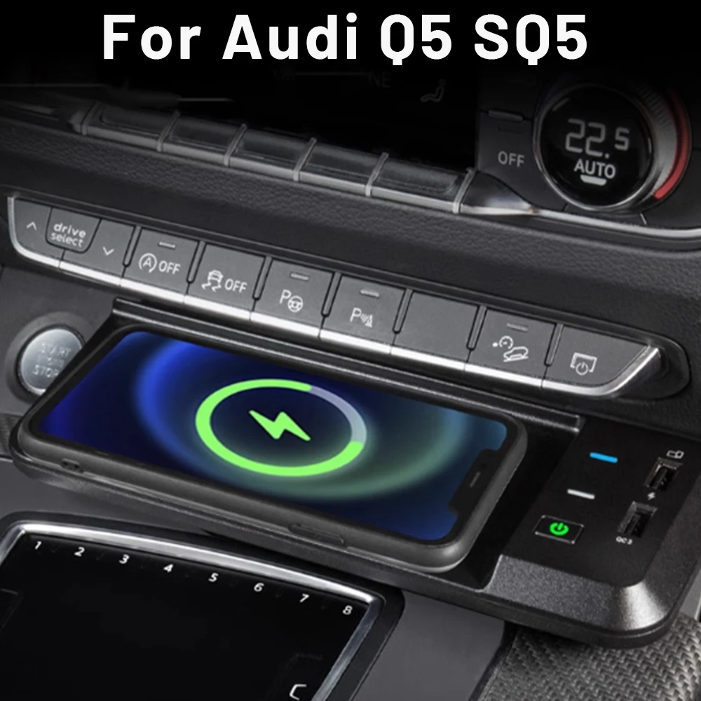 Car wireless charger for Audi Q5 SQ5 2018-2020 charging phone holder Pad USB quick charge Mobile Mount accessories interior