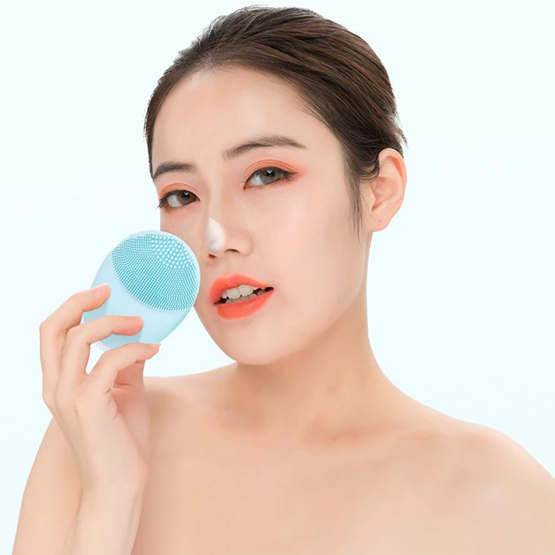 Electric Silicone Facial Cleanser Massager Skincare Massage Tool Beauty Machine Vibration Cleaning Of Pores Self Provided Batter