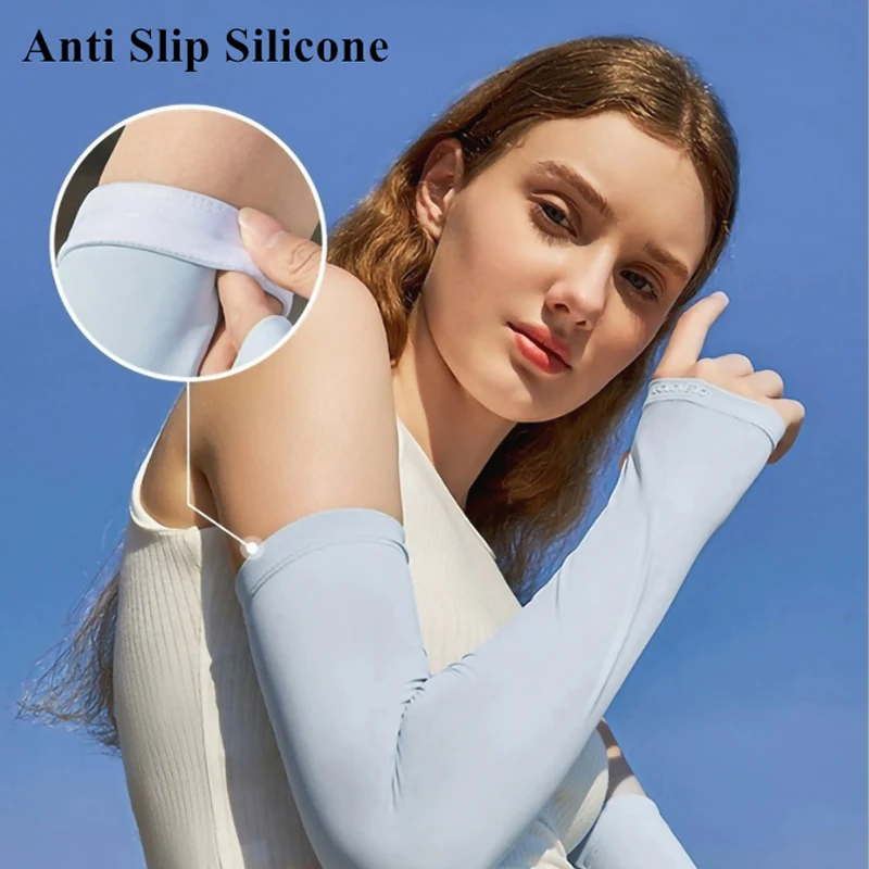 UPF 50+ Summer Thin Sun-protective Sleeve Women Anti-UV Arm Sleeves for Driving Cycling Female Arm UV Protection Ice Silk Sleeve