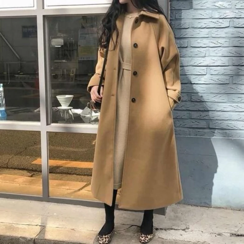 

Cotton Padded Thickened 2025 Winter Mid To Long Loose and Slimming Woolen Coat for Women's Autumn Woolen Coat