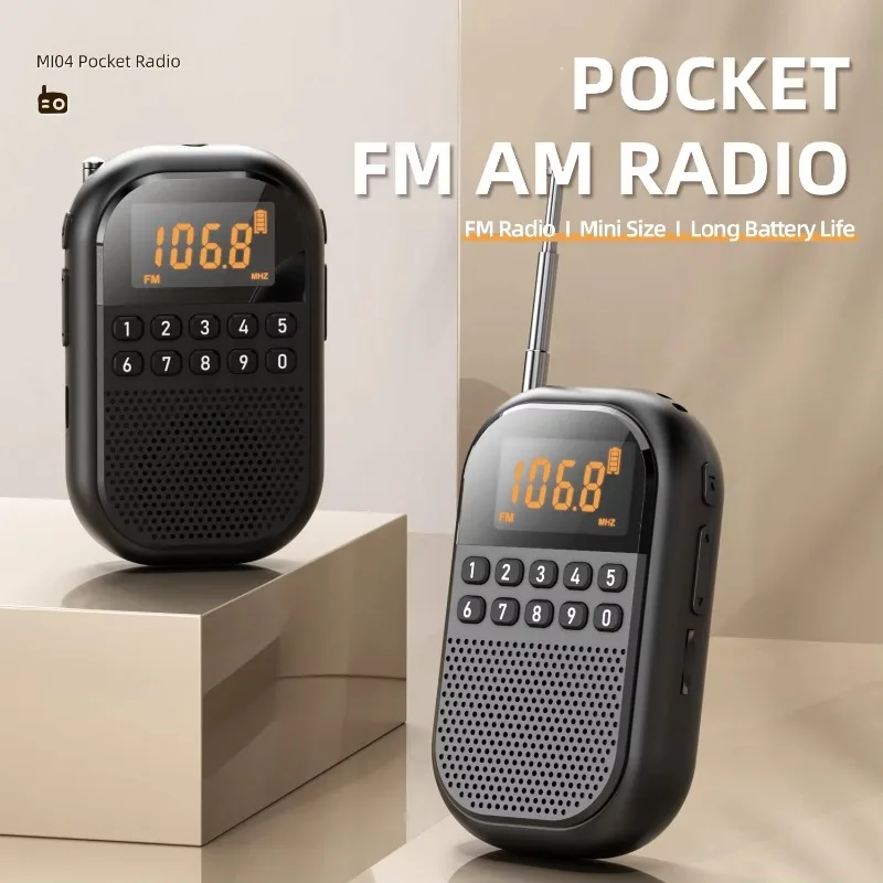 

Мини-портативное радио FM AM Band Карманный беспроводной Bluetooth-динамик для пожилых людей Поддержка TF-карты Плеер 1100 мАч Перезаряжаемый