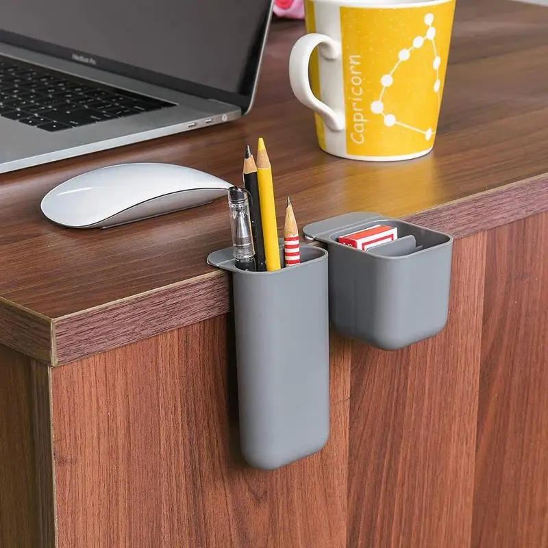 1PC PP Creative Pencil Holder Pen Case Adhesive Desktop Organizer Office Decor Container Stationery Storage Desk Accessories