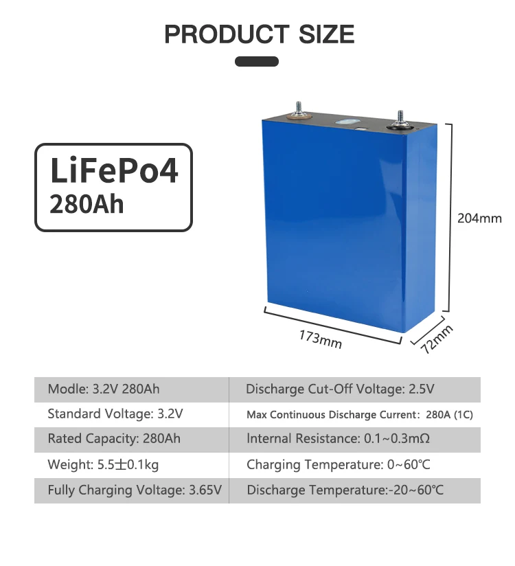 CATL 3.2V 280Ah Lifepo4 Battery Grade A High capacity Lithium Iron Phosphate Solar Cell for Energy Storage System and Power wall