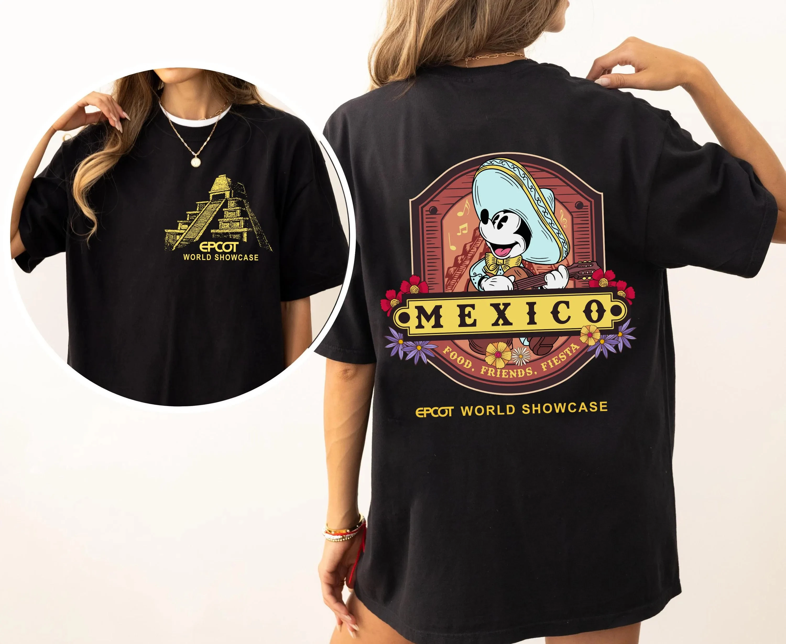 

Мексиканская футболка Epcot World Showcase 2025 с Микки, рубашка Disney Mexican Holiday, рубашка Disney Epcot Center Mexico Pavilion