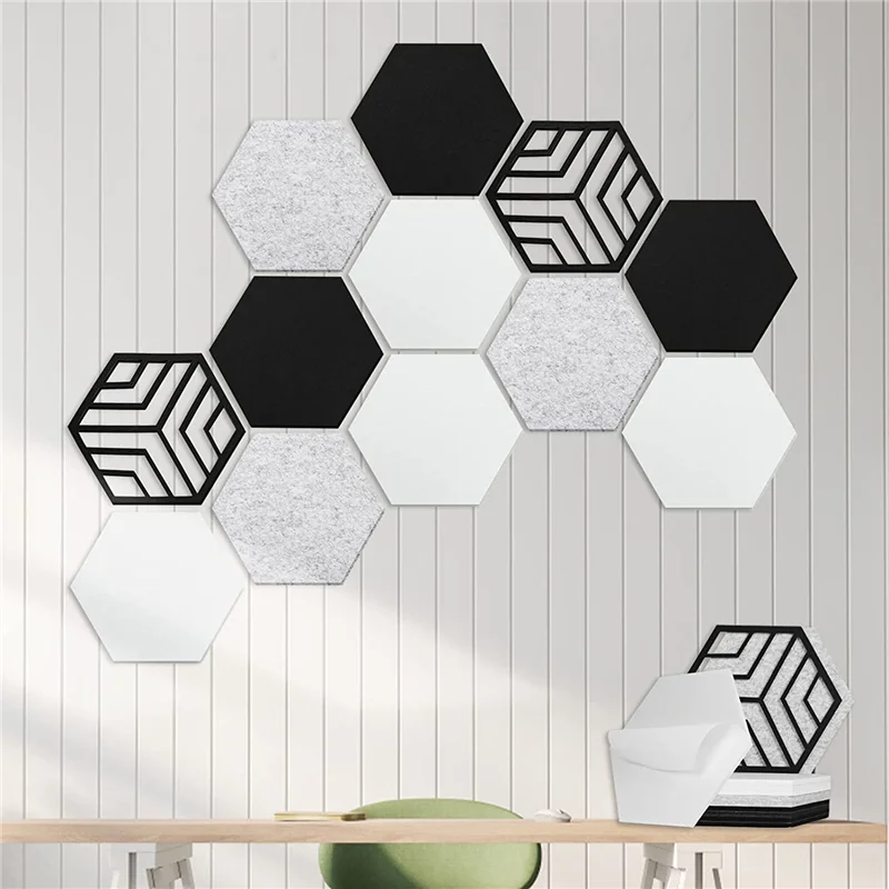 12 Pcs Self-Adhesive Acoustic Panels,Hexagon Sound Proof Panels,Sound Absorbing Panels for Recording Studio Home,Offices