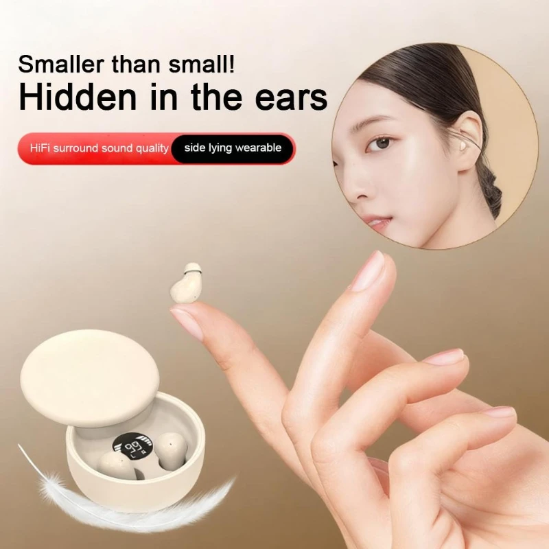 New Wireless Bluetooth 5.4 Headphones In-Ear Invisible Sleep Earbud With Mic Noise Cancelling Earphones Sport Game Music Headset