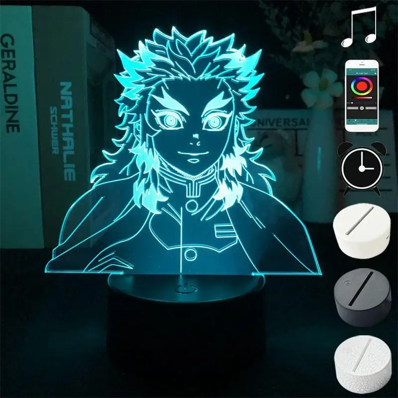 Rengoku Kyoujurou 3D Night Light Hot Game Anime Nightlight 7 Colors Projector LED Table Lamp Room Decoration Children Gift Ideas