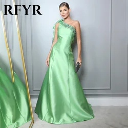 RFYR Mint Green Elegant Sexy Wedding Party Dress One Shoulder Celebrity Dresses Beading Special Occasion Dresses robes du soir