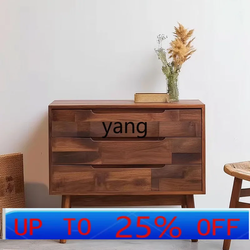 

LMM Modern Living Room Simple Storage Wabi Wind Bedroom Locker Solid Wood Entrance Cabinet