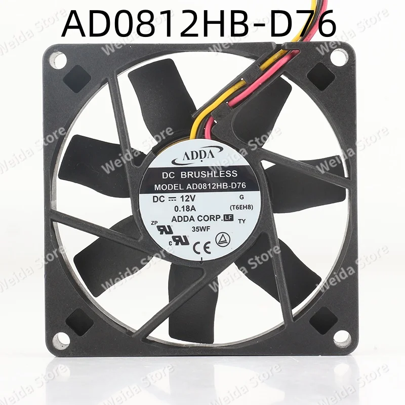 ADDA AD0812HB-D76 24V 48V DC12V 0.18A  8015 80X80X15MM 8CM  speed measurement chassis Double ball bearing cooling fan