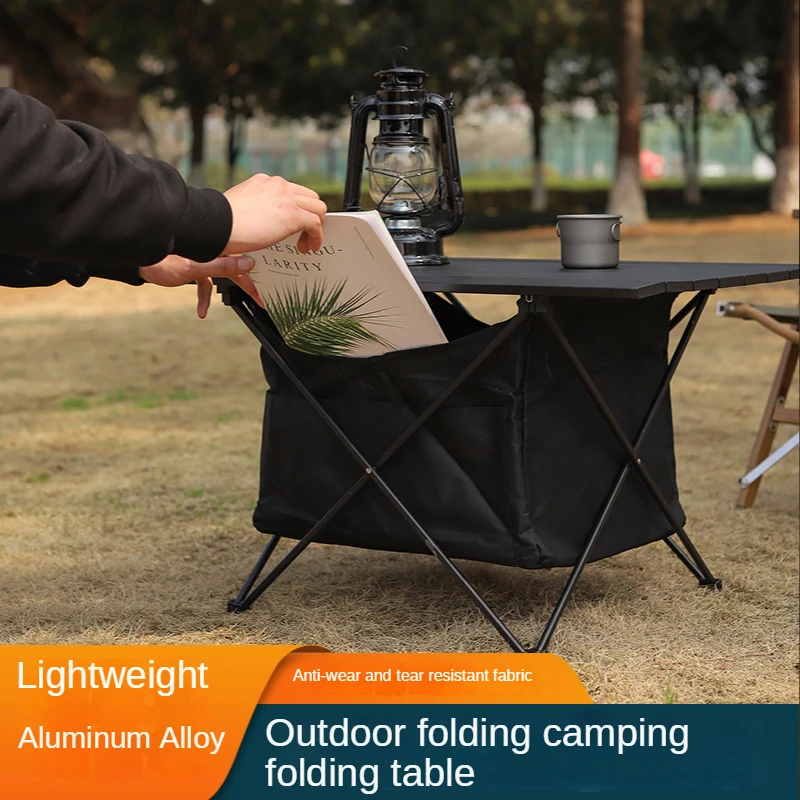 Neue klappbare Aluminium legierung Licht grill Outdoor tragbare Picknick tisch selbst fahrende Camping Aluminium platte Tisch groß