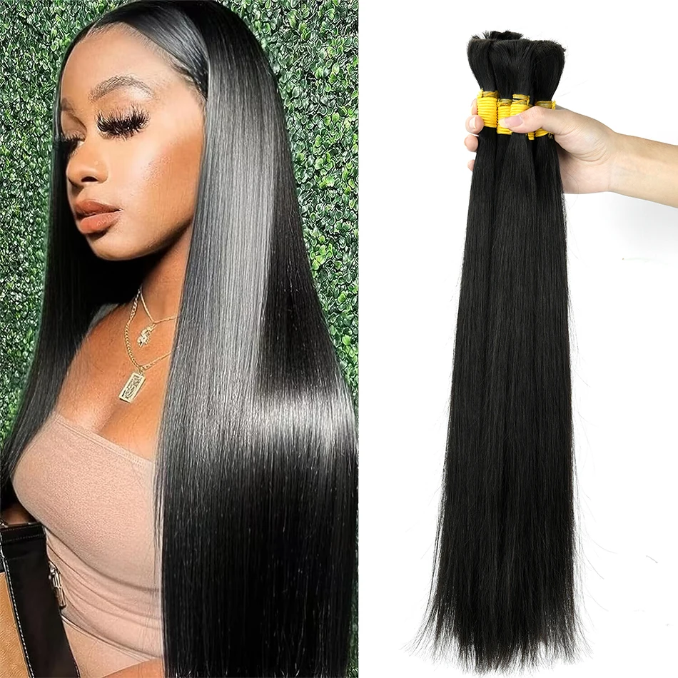 Brazilian Human Hair Extensions Straight Hair Bulk No Weft Extensions 100% Human Hair Bulk Virgin Remy Hair 14-28Inch