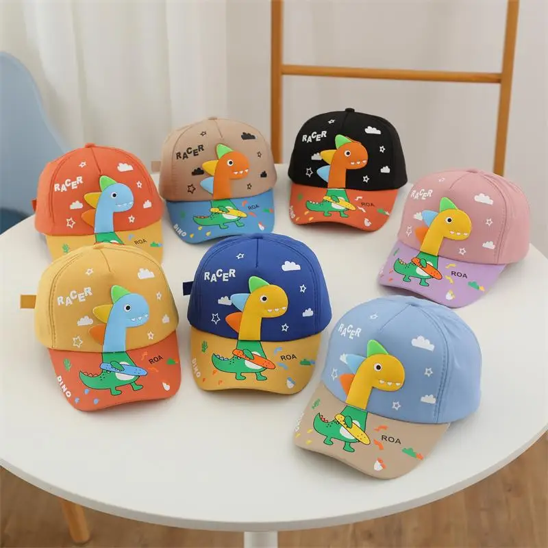 Cute Dinosaur Baby Baseball Hat Cartoon Animal Toddler Peaked Cap Summer Adjustable Cotton Kids Boy Girl Sun Hats