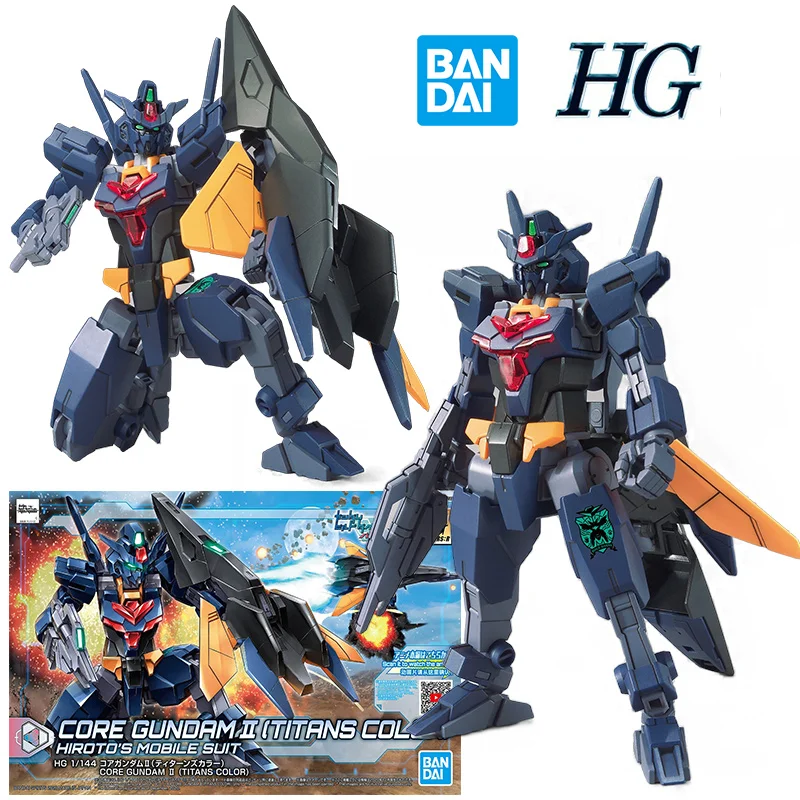 Bandai-figura de acción Original de Anime para niños, Kit de modelos de ensamblaje, Gundam II Titans, Color 14Cm, HG 1/144 Core